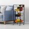 4-Tier Rolling Kitchen Storage Cart with 3 Pull-Out Baskets & Wood Top, Slim Metal Utility Cart with Lockable Wheels
